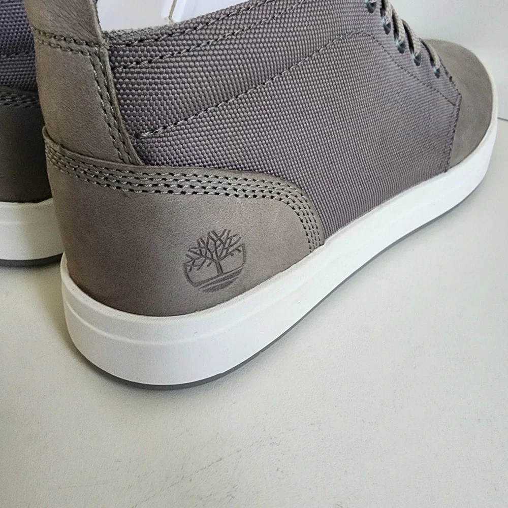 Timberland Davis Square Chukka Mens 9.5 Medium Grey Leather Canvas Boots NEW